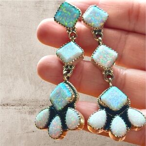 Handmade Opal and Sterling Silver Earrings